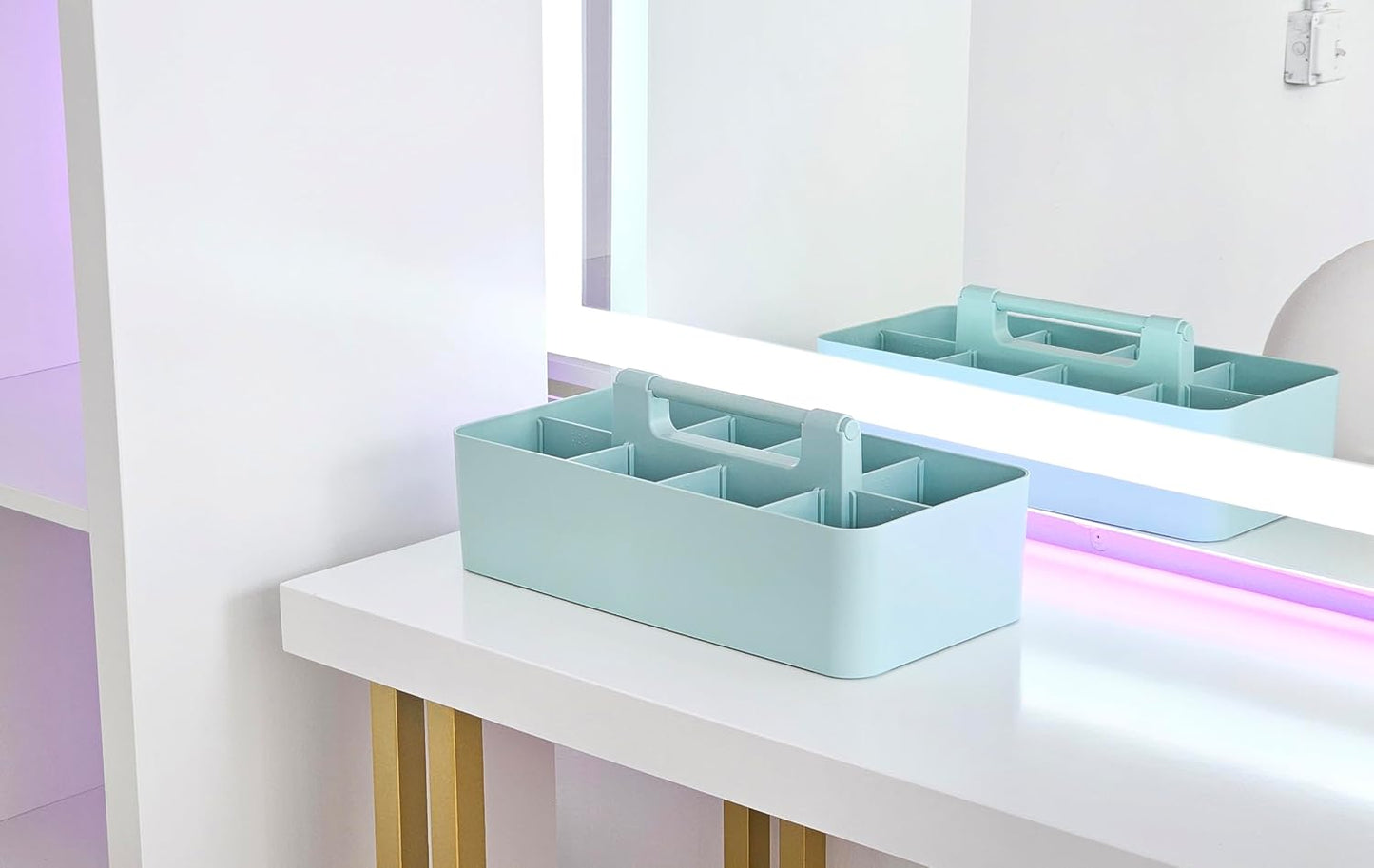 Portable Caddy American Made, DIY Dividers, 8 Compartments, Supply Organizer, Portable Tote Basket with Handle Storage Organizer Bathroom, Office, Crafts, or School Supplies