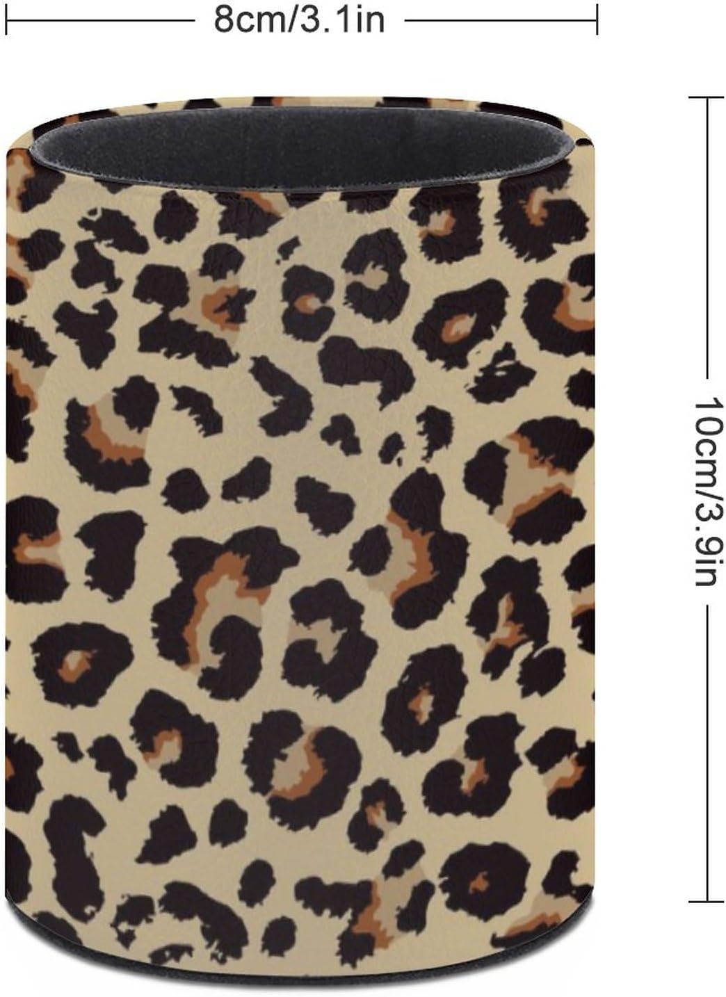 Leopard Print Pen Holder Pencil Organizer Cute Pencil Cup Desk Decor Makeup Brush Holder PU Multifunctional Office Suppliesfor Home Classroom School