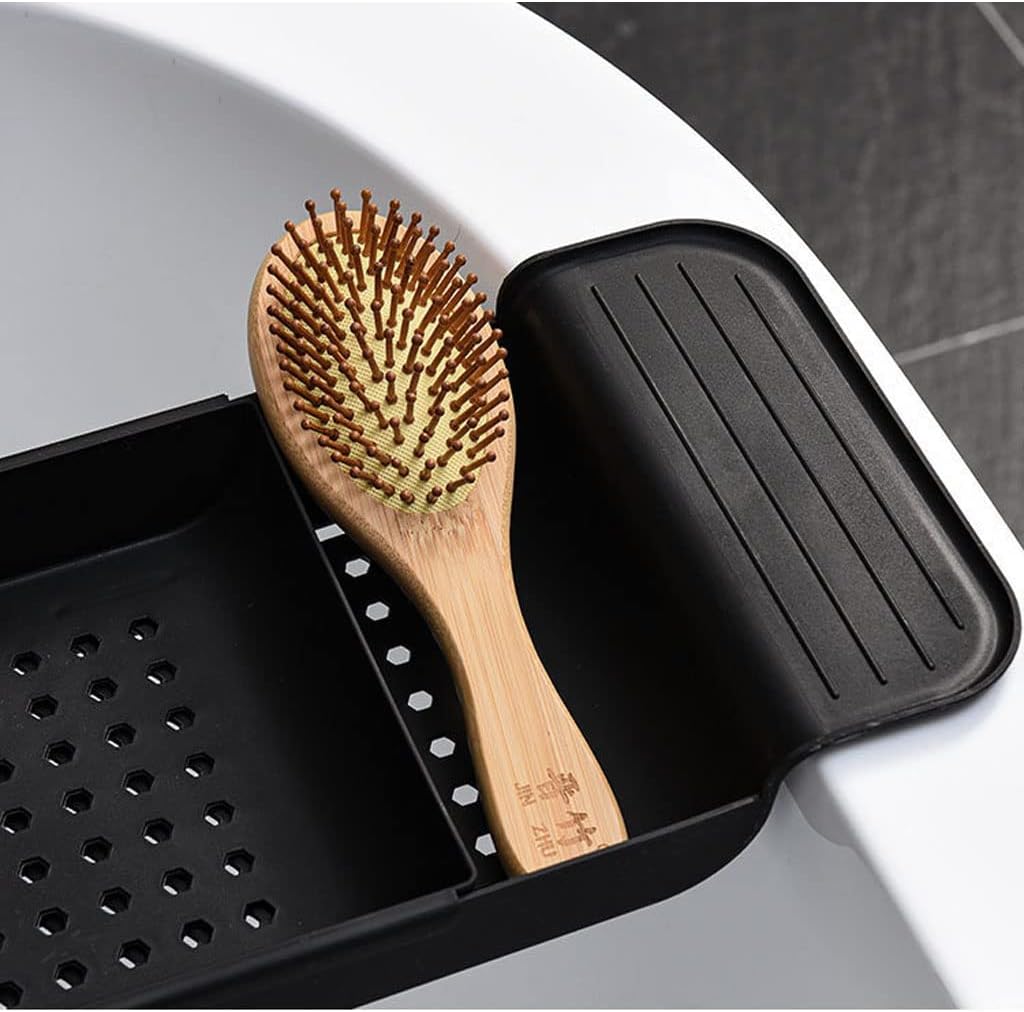 Bathtub Tray Expandable Bath Caddy Storage Rack Multifunctional Bathtub Tub Organizer for Deposit Wash Supplies,Book,Wine,Phone,Bathroom,Shower (Gray)