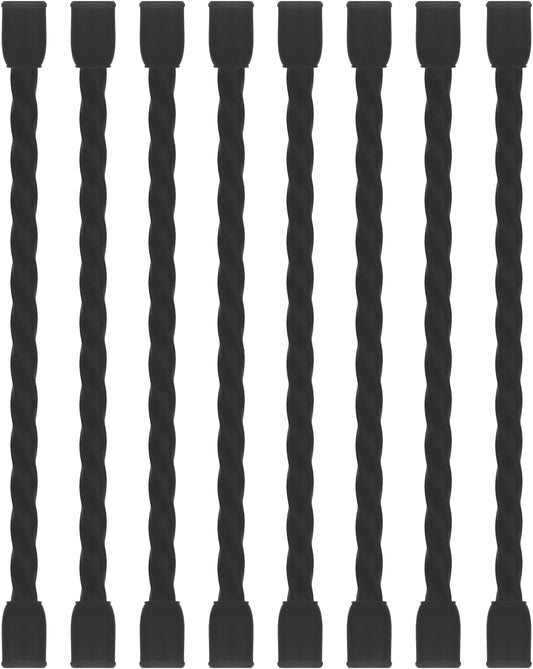 8PCS Silicone Cable Ties 4-Inch Reusable Twist Ties Steel-Core Cable Tie Straps Organizer All Purpose Bendable Cord Tie for Indoor Outdoor Bundling Holding Securing and Wrapping Cables (Black)