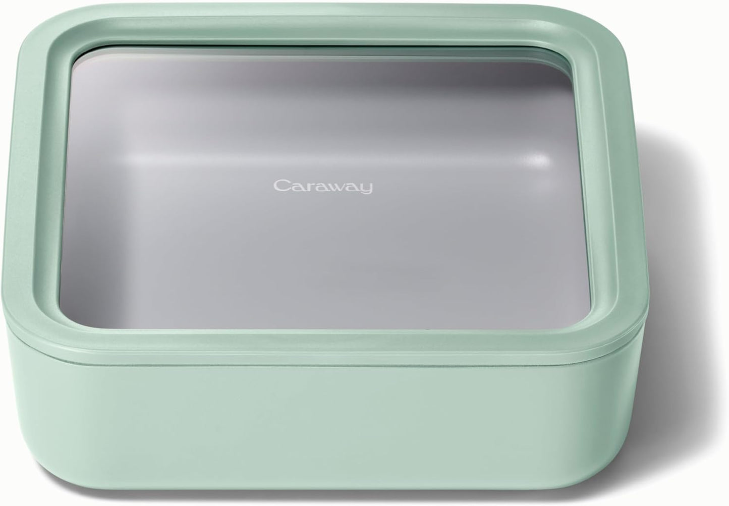 Caraway Glass Food Storage - 10 Cup Glass Container - Ceramic Coated Food Container - Non Stick Lunch Box with Lids - Dishwasher, Oven, & Microwave Safe - Square Shape - Mist