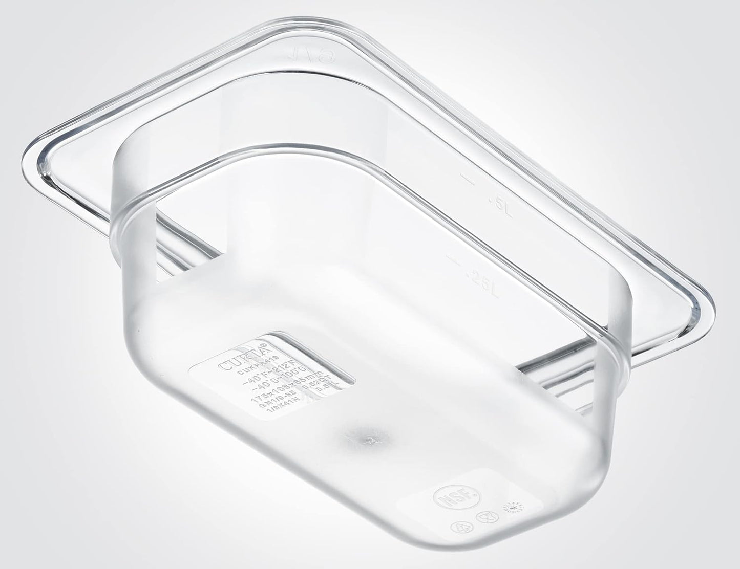 CURTA 6 Pack NSF Food Pans, 1/9 Size 2 1/2 Inch Deep, Commercial Polycarbonate Plastic Clear Freezer-Safe