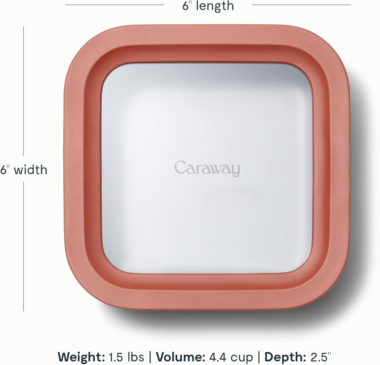 Caraway Glass Food Storage - 4.4 Cup Glass Container - Ceramic Coated Food Container - Non Toxic, Non Stick Lunch Box Container with Lids - Dishwasher, Oven, & Microwave Safe - Perracotta