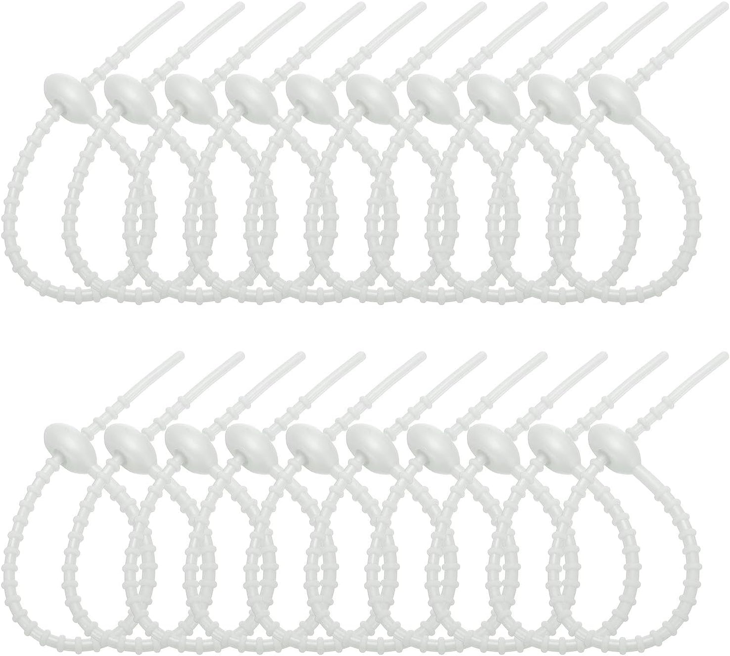 PATIKIL 8 Inch Silicone Cable Ties, 20pcs Rubber Reusable Twist Zip Ties Organizer for Home Office Kitchen Food bags Wires Adjustable Bag Clip, Grey