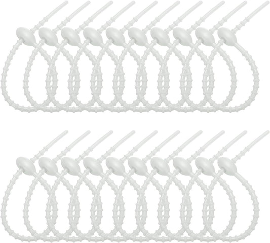 PATIKIL 8 Inch Silicone Cable Ties, 20pcs Rubber Reusable Twist Zip Ties Organizer for Home Office Kitchen Food bags Wires Adjustable Bag Clip, Grey