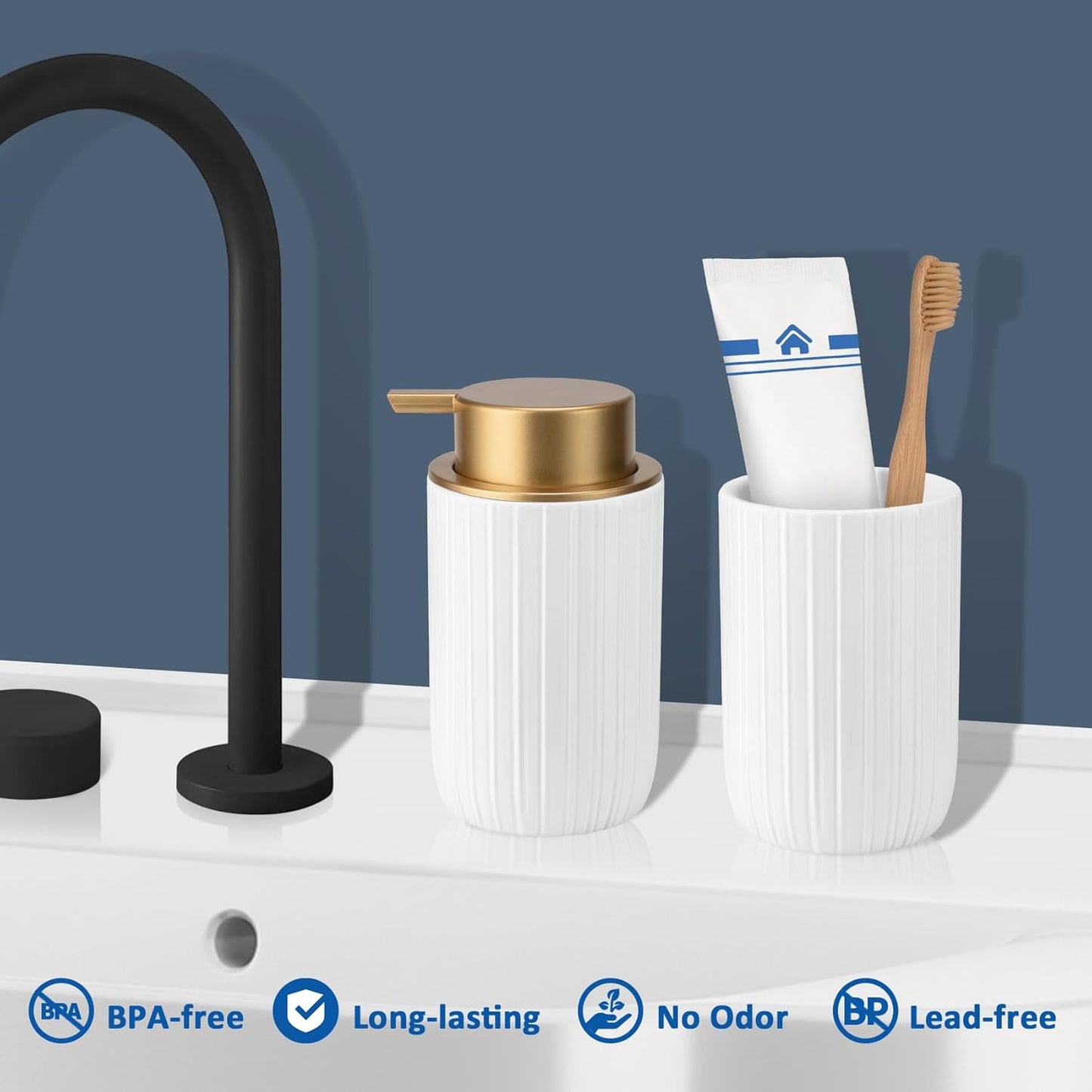 Soap Liquid Dispenser Ceramic with Easy-to-Press Pump Hand Liquid Dispenser (Can't Foam) for Shampoo Bathroom Countertop 13.5 oz