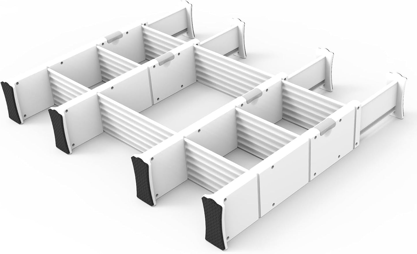 KABUM Adjustable Drawer Divider Organizer Clothes Dresser Organizer,Expandable Organization for Home, Office,2.8" High Expandable from 11.7" to 18.5",4 Dividers with 6 Short and 2 Long Inserts