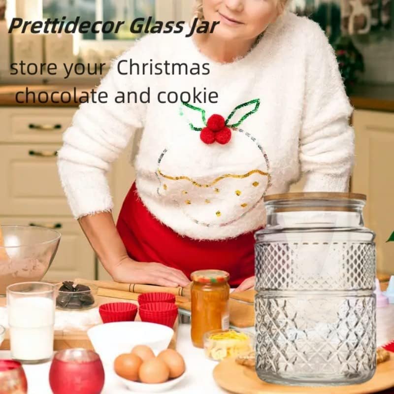 Large Glass Storage Jar, 60 FL OZ Glass Food Storage Containers with Bamboo Lid, Kitchen Containers Cereal Canisters Decorative Jar for Candy Snack Cookies Coffee Tea Nuts Airtight Jars