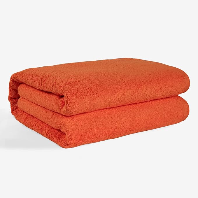SALBAKOS 100% Turkish Cotton Jumbo Bath Sheet Towel Oversized 40x80 inch | Premium Hotel & Spa Quality, Soft, Absorbent, XL Bath Towels | Made in Turkey (Pack of 1, Orange, Jumbo Bath Sheet)