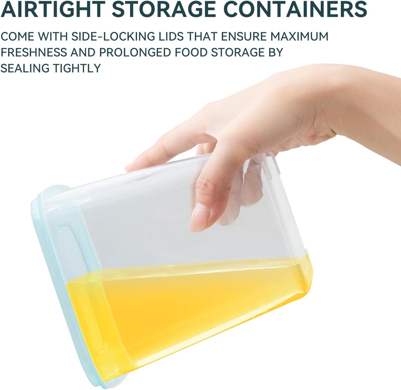 9-Piece Plastic Food Storage Container Set, Airtight Reusable BPA-Free Organization Canisters - Leakproof, Microwave, Dishwasher & Freezer Safe, Clear Square Box with Mint Green Lids