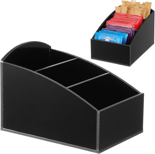 STOBAZA Hotel Tea Bag Box and Sugar Packet Holder Coffee Bar Organizer for Condiments Desktop Storage for Tea and Sugar Bags for Coffee Stations and Hotel Supplies