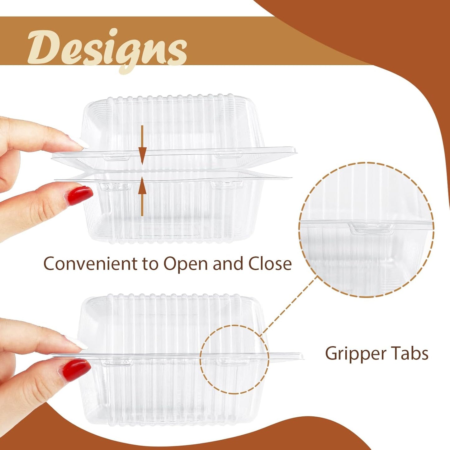 300 Pcs Clear Plastic Take out Containers,Square Hinged Takeout Tray,Disposable Fancy Clamshell Food Boxes with Lids for Cakes,Dessert,Salads,Sandwiches,Cookies,Pasta,5.3x4.7x2.8 Inch