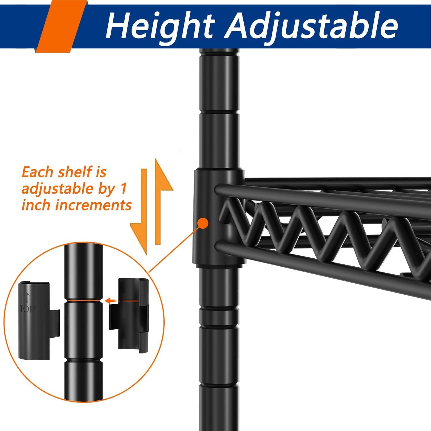 REGILLER 5-Wire Shelving Metal Storage Rack Adjustable Shelves,17.7" D×47.3" W×72.3" H Standing Storage Shelf Units for Laundry Bathroom Kitchen Pantry Closet