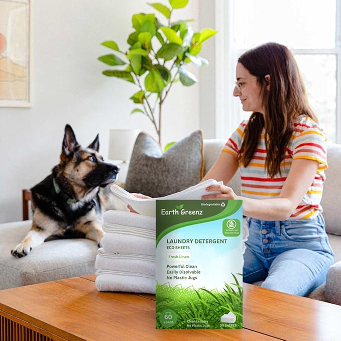 Laundry Detergent Sheets - Fresh Linen - No Plastic Jug (60 Loads) 30 Sheets