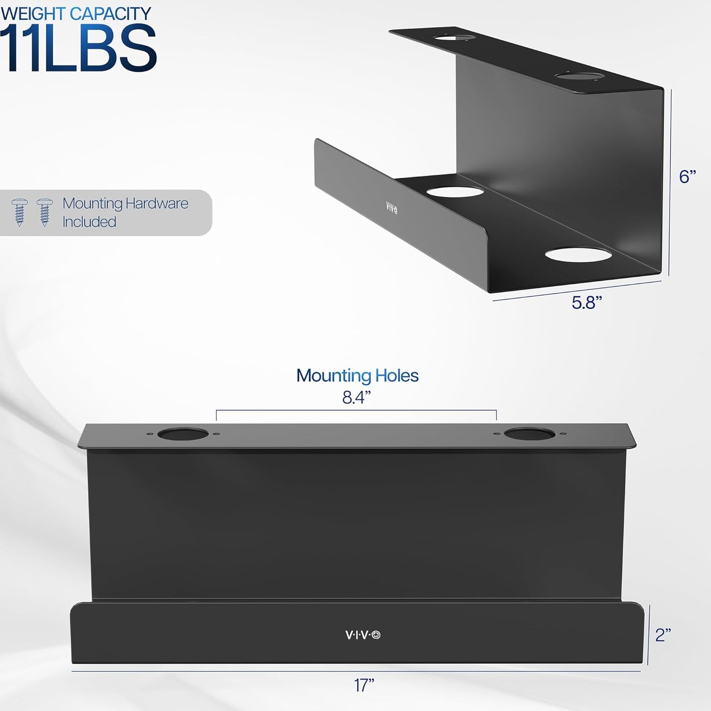 VIVO Under Desk 17 inch Extra Deep Cable Management Tray, Power Strip Holder, Cord Organizer, Wire Tamer for Office and Home, Black, DESK-AC16-1C