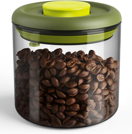 Airtight Coffee Canister – One-Way CO₂ Valve, UV Protection, 3X Thicker Glass, Coffee Bean Storage Container for Ground Coffee & Tea, 20.3 fl oz, for 0.5 lb Beans