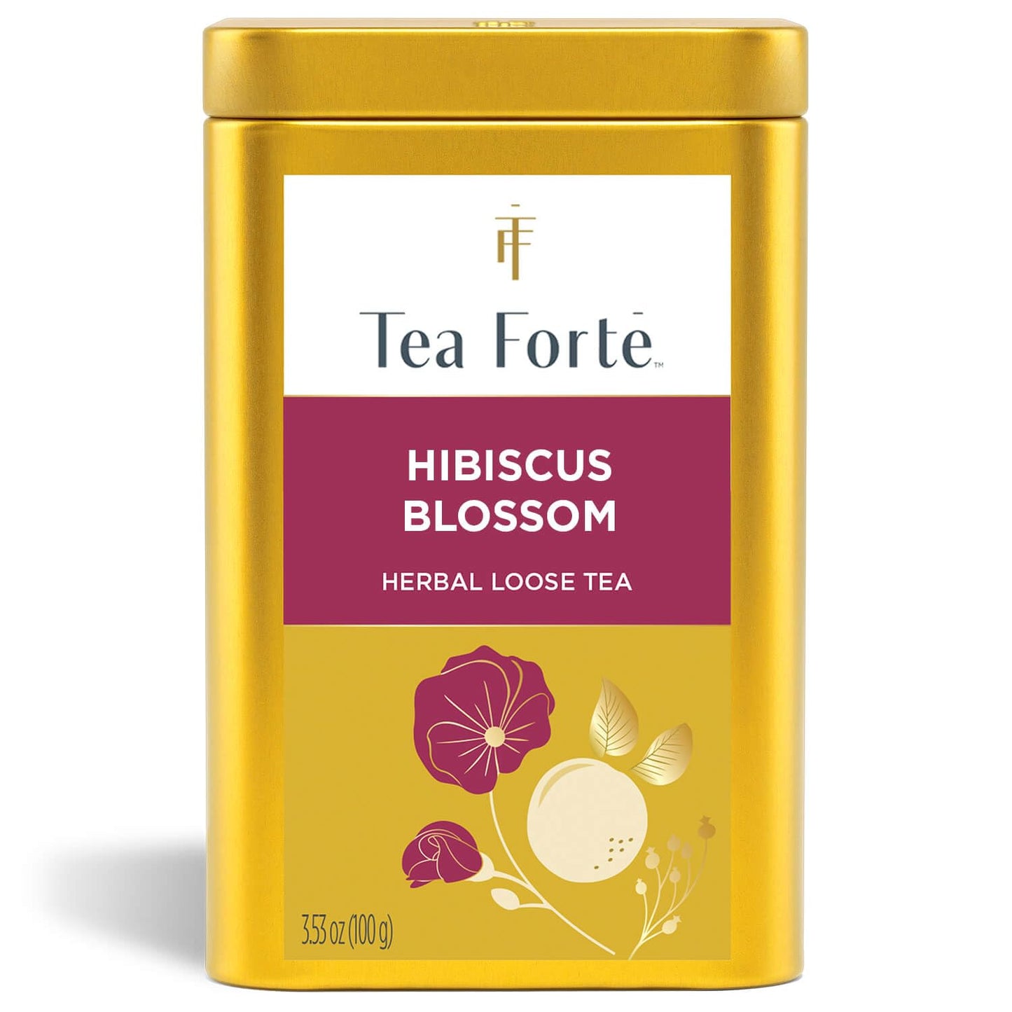 Tea Forte Hibiscus Blossom Premium Loose Leaf Caffeine-Free Herbal Tea Blend Canister, Makes 35-50 Cups
