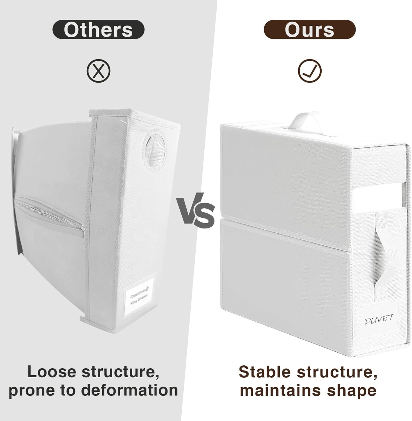 DIMJ Bed Sheet Organizers and Storage 6 Pack - Foldable Sheet Organizer for Linen Closet, Bedding Storage Box for organization, Sheets Set Holder for Blanket, Towel (King & Queen Size), White