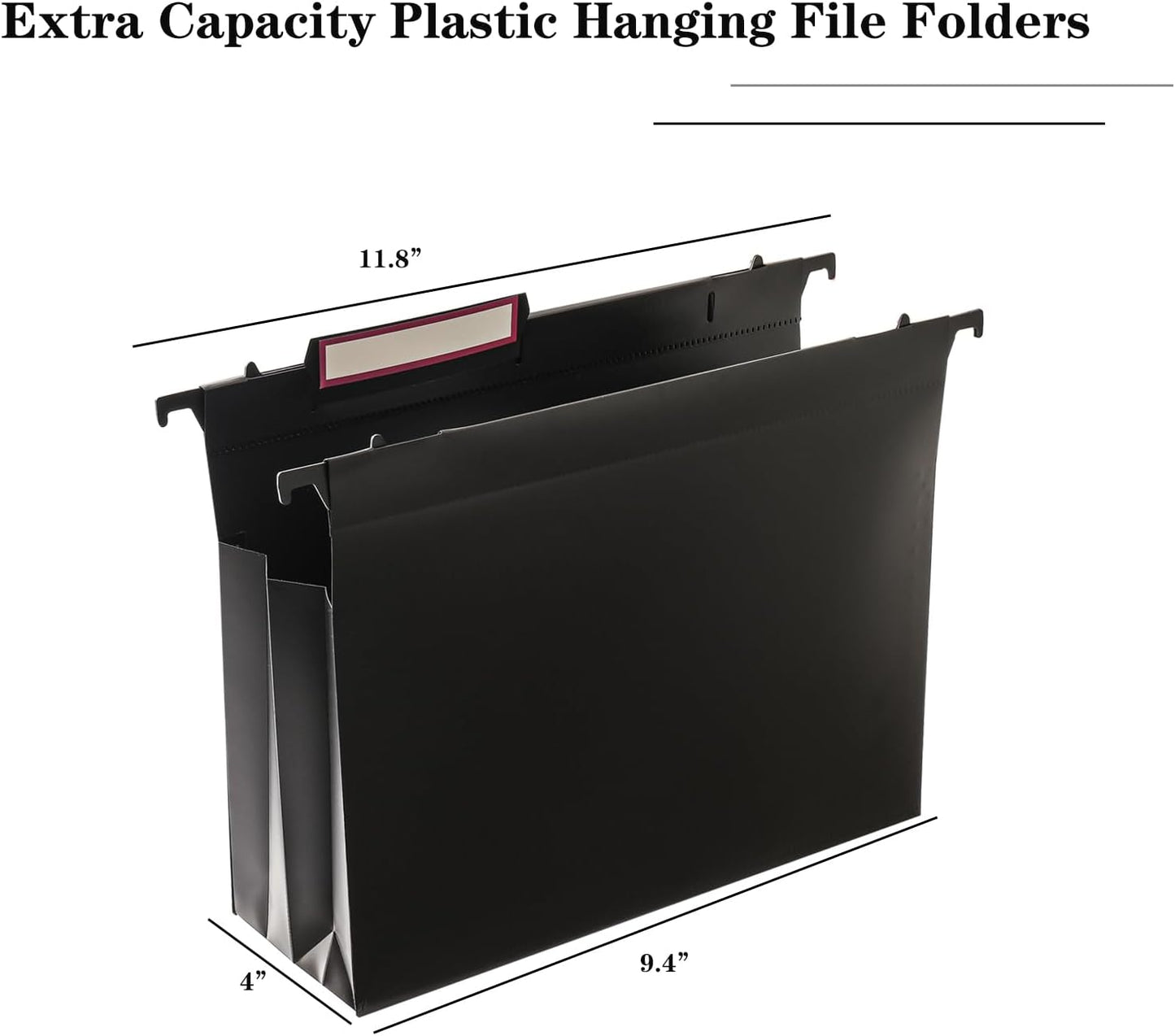 Hanging rose gold file manager, equipped with 6 letter sized plastic organ folders, file baskets, file boxes, storage boxes, office and study supplies, black