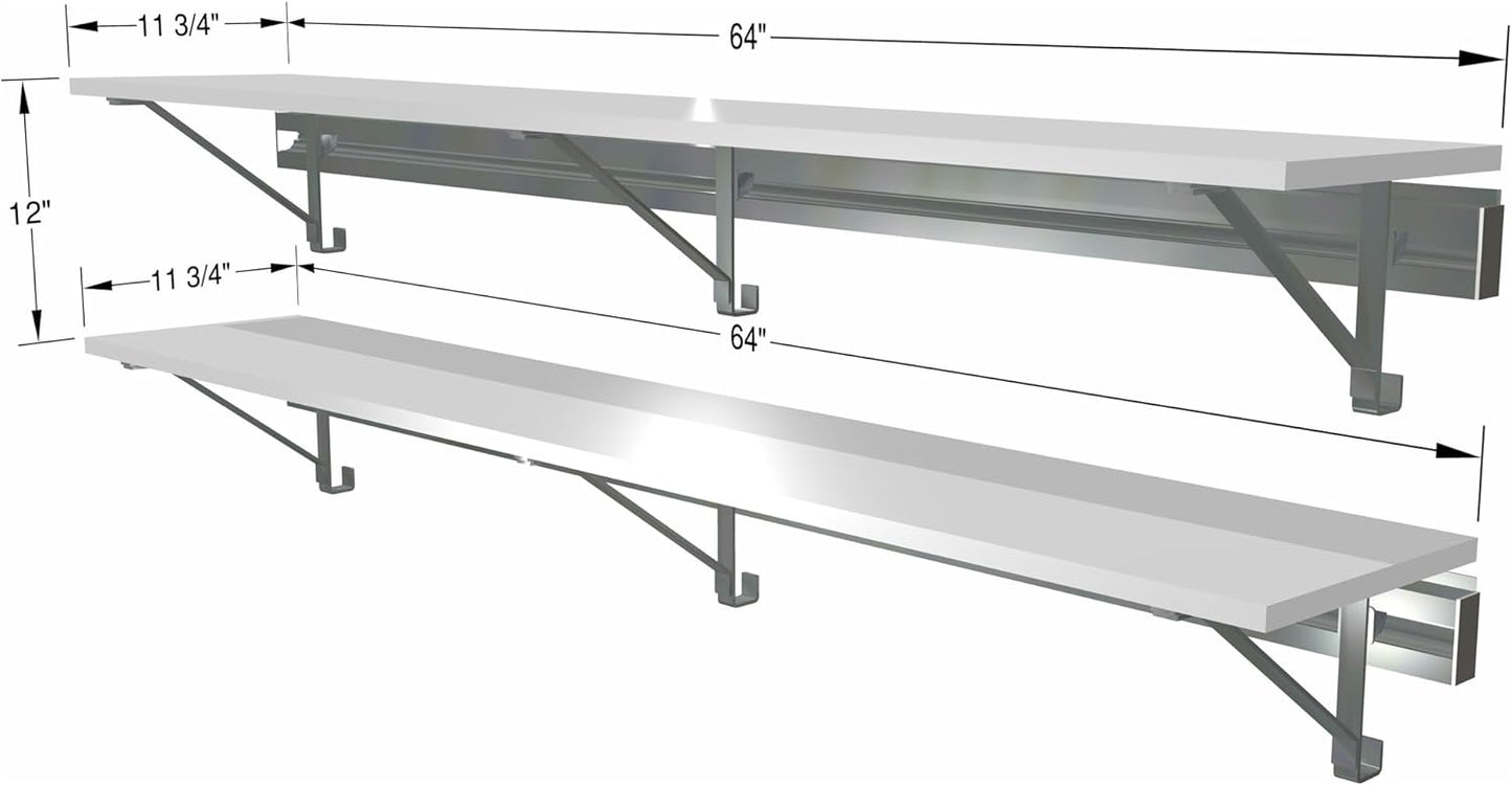 Two 64" Long Shelf Kits Laundry Storage White