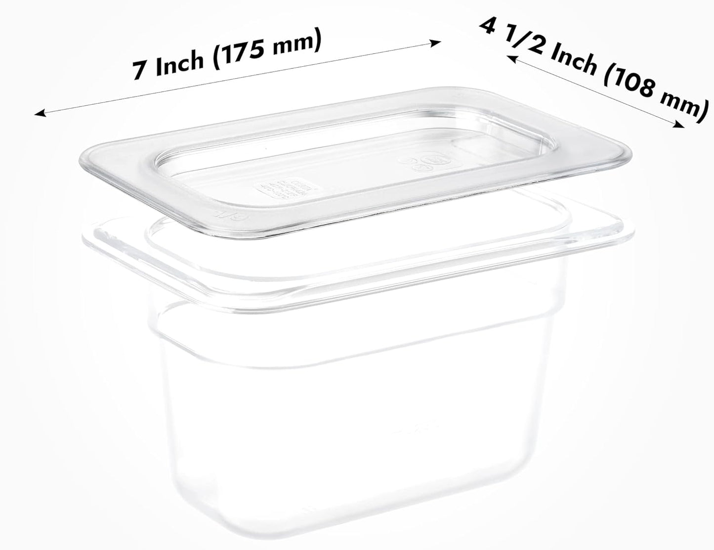 CURTA 6 Pack Food Pan Lids, 1/9 Size Polycarbonate Cover with Handle, Plastic Clear