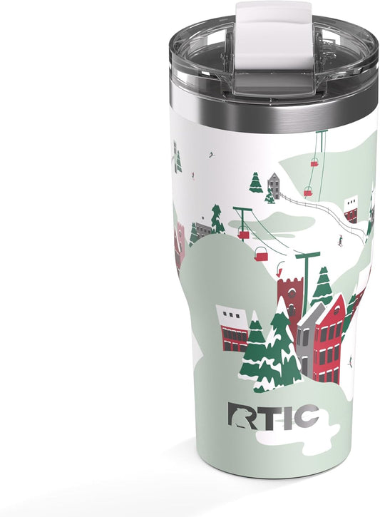 RTIC 20oz Essential Tumbler with Lid, Ceramic Lined, Insulated, Stainless Steel, Metal, Double Wall Vacuum-Insulation, Travel Cup for Iced Coffee, Tea, Hot and Cold Drink, Apres Ski