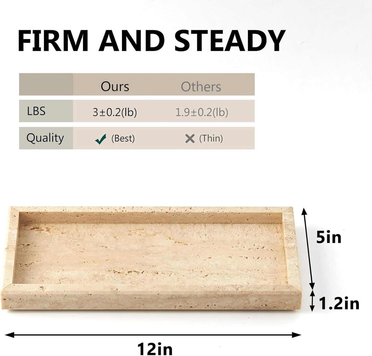 Real Natural Small Marble Tray for Bathroom, Vanity, Kitchen and Desktop, Rectangle Genuine Marble Stone Tray for Jewelry, Cosmetics, Candles, Lotion, Perfume and Home Decor