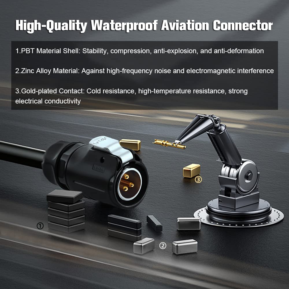3 Pin Waterproof Connector, Industrial Solder Power Connector, Aviation Electrical Connectors Work with Electric Motorcycles, Yachts, and Other Indoor/Outdoor Wire Connectors