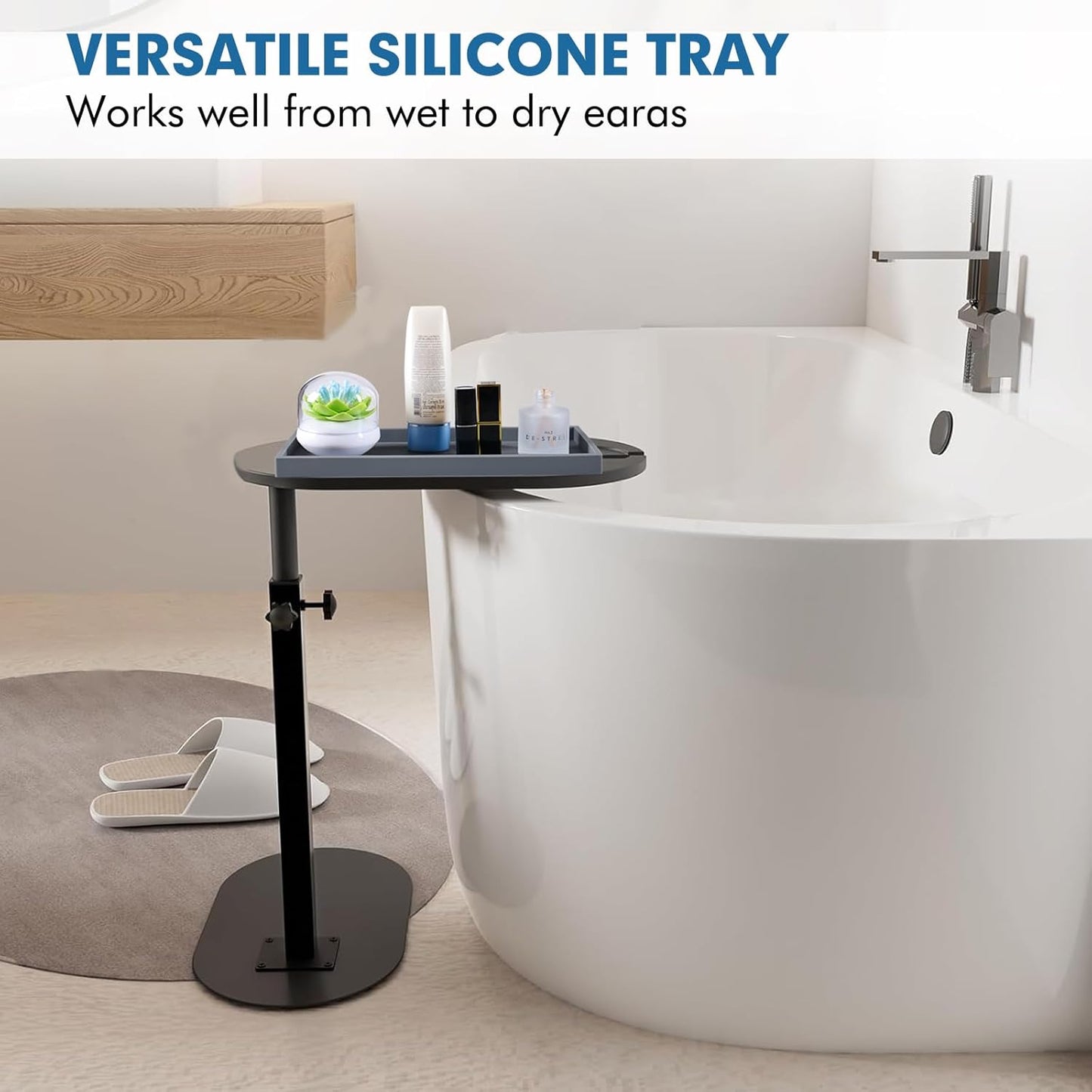 Bloss Silicone Tray Set for Bathroom/Kitchen - 15.7" Bathroom Soap Dispenser Tray and Soap Holder, Silicone Vanity Trays Countertop Organizer for Scrubber, Perfume, Jewelry, Candle Tray