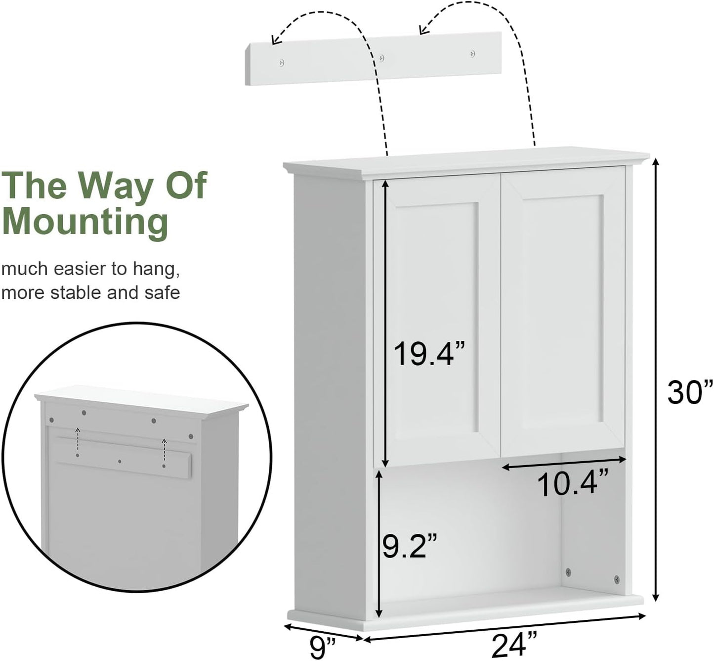 Bathroom Medicine Cabinet - Toilet Cabinet - Wall Mounted Cabinet - Multi Scene Wall Cabinet Storage Solution (Suitable for Bathroom, Kitchen, Living Room; White, Easy to Install)
