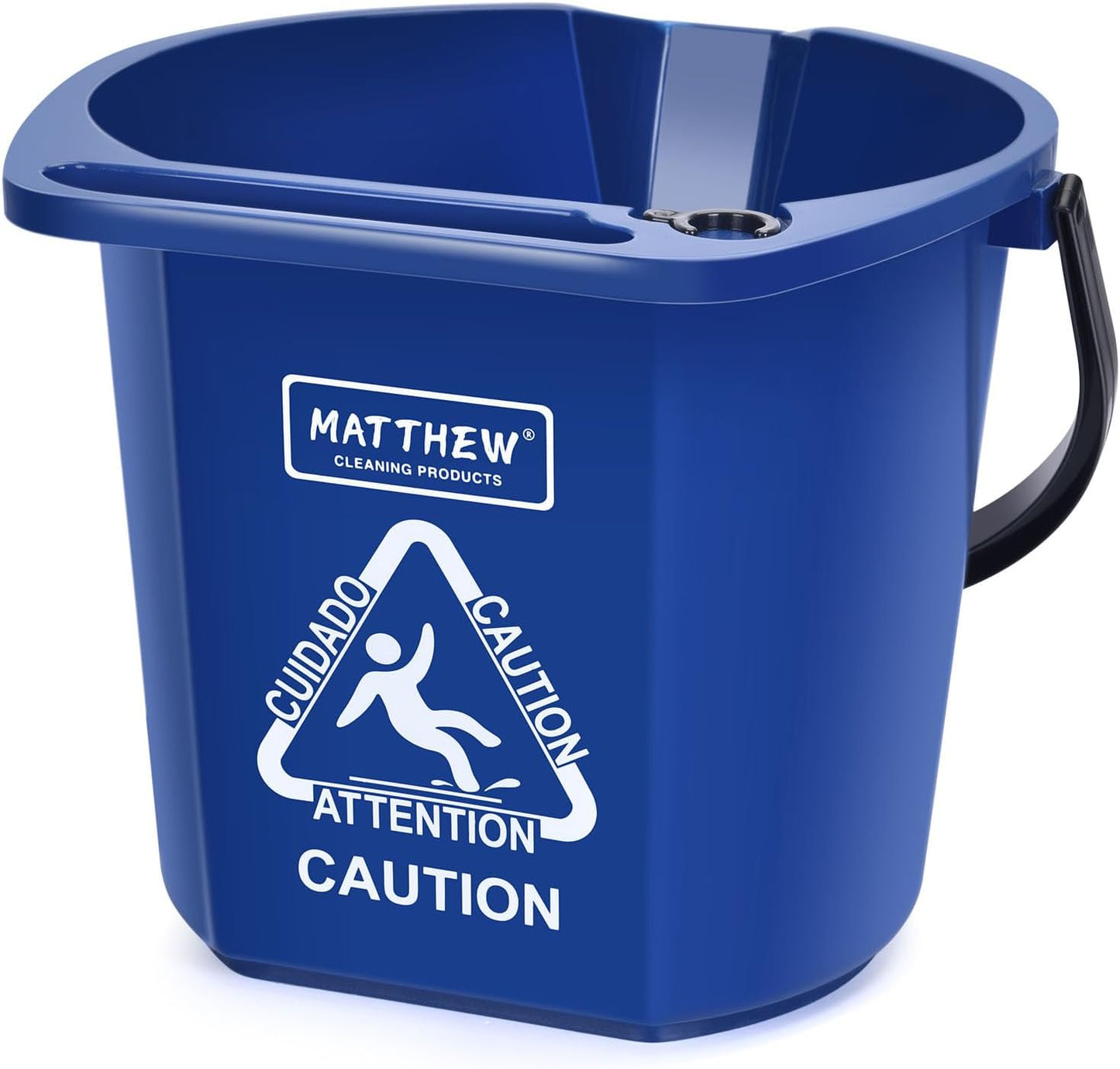 Matthew Cleaning 4.2 Gallon Mop Bucket, Heavy Duty Plastic Cleaning Bucket with Built-in Pour Spout, Mop Holder and Comfort Grip Handle, House and Commercial Cleaning Supplies, 1 Pack Blue