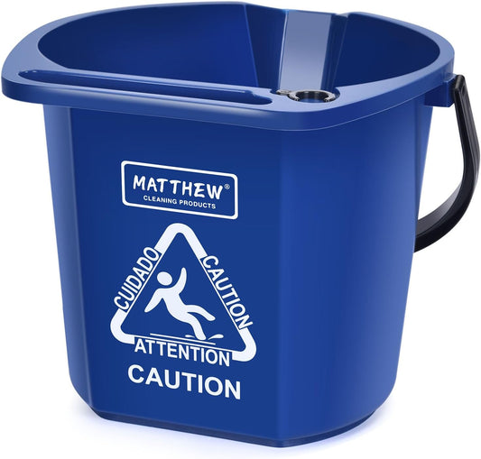 Matthew Cleaning 4.2 Gallon Mop Bucket, Heavy Duty Plastic Cleaning Bucket with Built-in Pour Spout, Mop Holder and Comfort Grip Handle, House and Commercial Cleaning Supplies, 1 Pack Blue