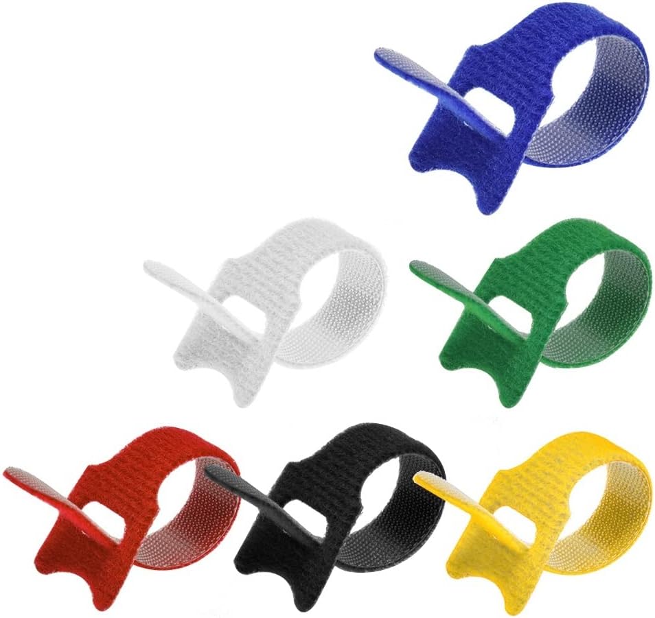 4" (60-Pack) Reusable Hook and Loop Self Gripping Multicolor Fastening Cable Ties - Multipurpose Microfiber Cloth Assorted Cable Organizer Ties