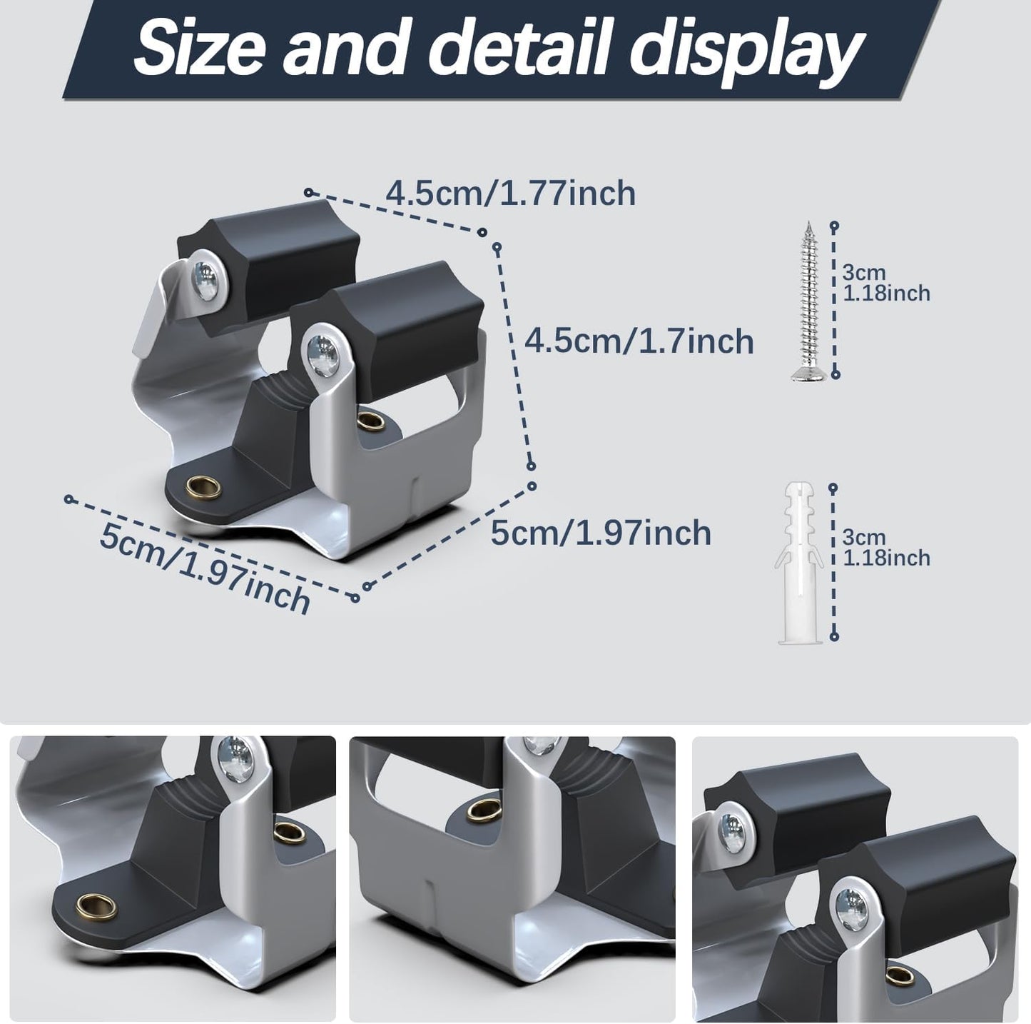 3-H 8 Pack Mop and Broom Holder Big Size Hanging 1 KG Extra,Broom Hanger Wall Mount for Hanging and Organizing Shove Rake Yard Tools in Shed Kitchen Laundry Room Bathroom Garden(black)