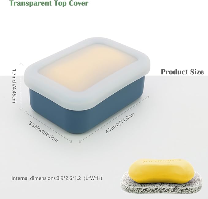 OLAMAR Portable Travel Soap Case with Draining Layer,Enhanced Leak Proof Silicone Travel Soap Container,Shatterproof Soap Holder for Traveling, Camping, Gym, Dorm, Bathroom (Blue, Small)