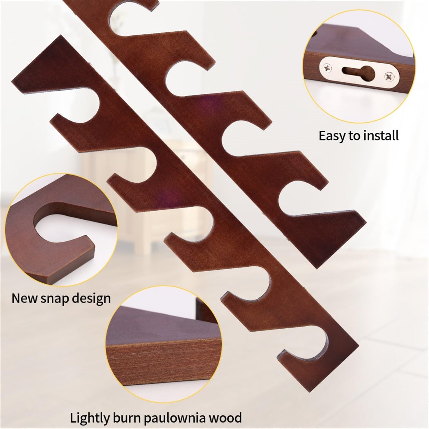 3 Pcs Wall Mounted Wooden Hat Rack for Baseball Caps, Solid Wood Storage Display, Vertical Storage Hat Holder, for Closet Door Bedroom Living Room Entryroom Laundry, Walnut