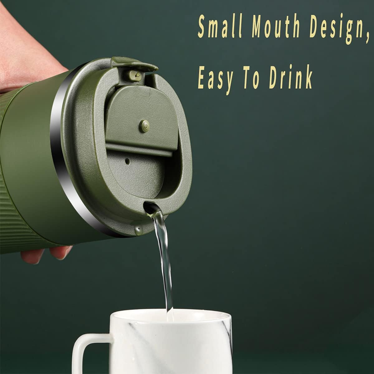 16oz Travel Coffee Mug Spill Proof, Insulated Coffee Mug with Lid, Leakproof Coffee Tumbler,Stainless Steel Vacuum Coffee Cup for Hot/Cold Drinks, Reusable Coffee Cup for Men Women -510ml,Dark Green