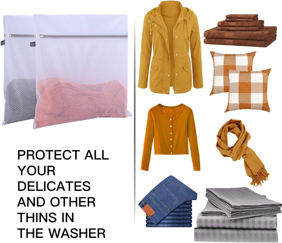 Kimmama Laundry Mesh Wash Bags, Lingerie Bags for Washing Delicates, White Net, Grey Zipper, 2XXL