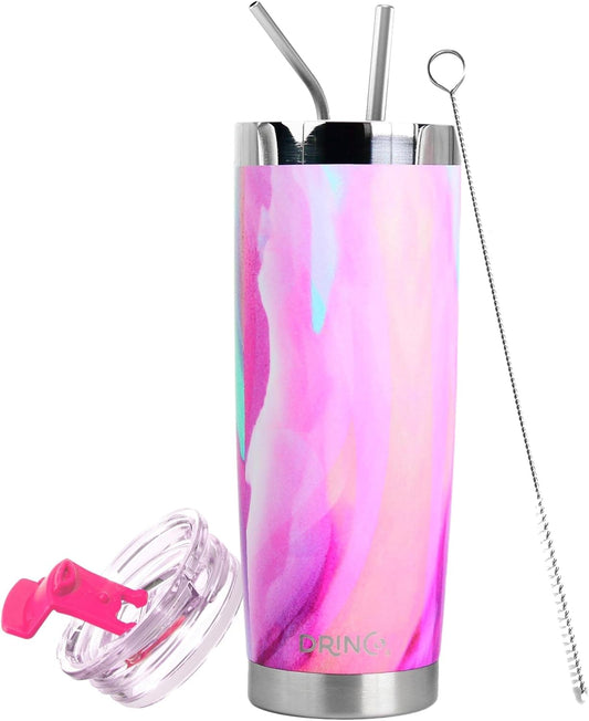 Drinco - 20 oz Stainless Steel Tumbler | Double Walled Vacuum Insulated Mug With Lid, 2 Straws, For Hot & Cold Drinks (20oz Galaxy, 20oz)