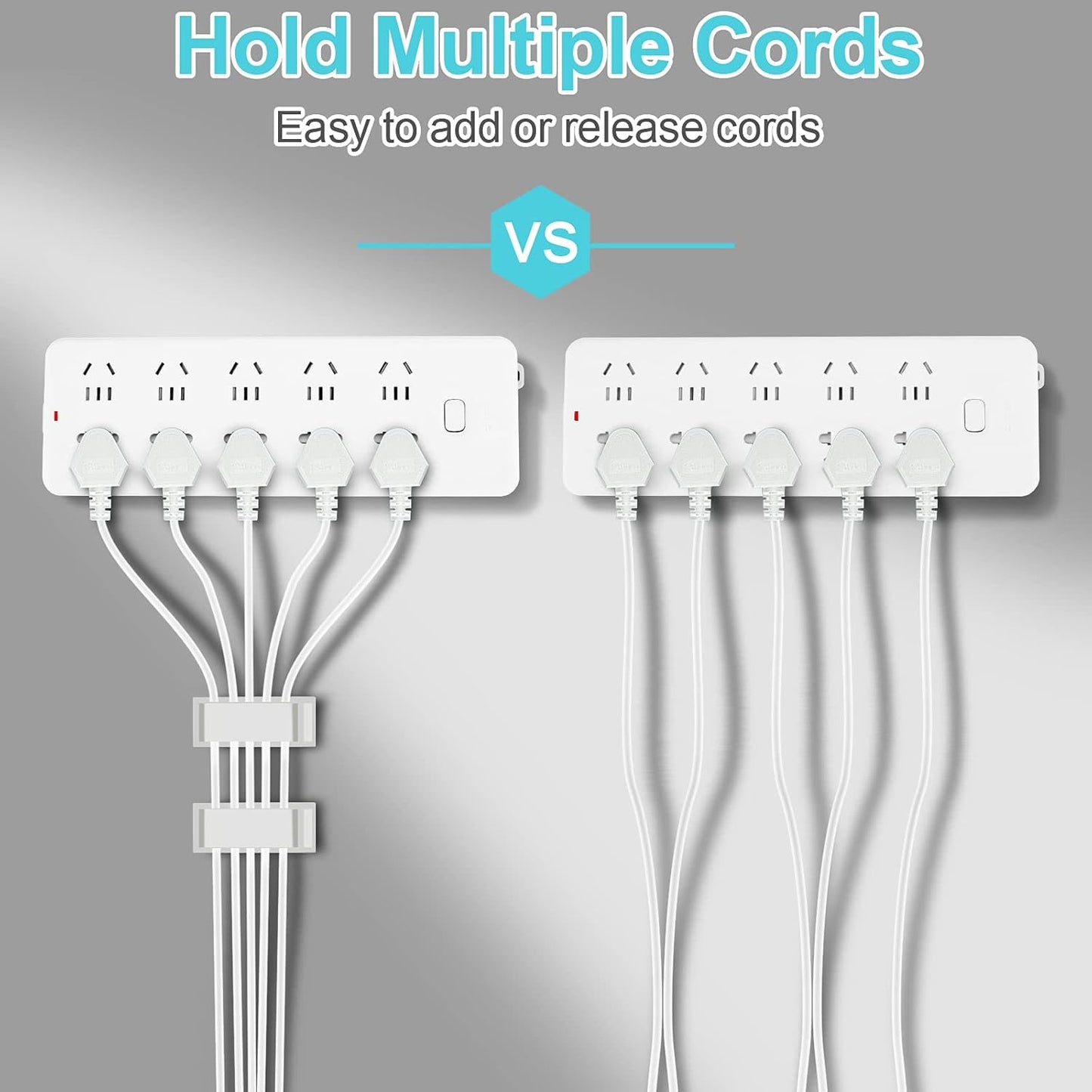 50 PCS Under Table Cable Management Clips White, Large Cable Clips for Computer Desk Cable Wire Management, Adhesive Wire Organizer Clips for Multiple Cord Management (PC, Network, TV, Ethernet)