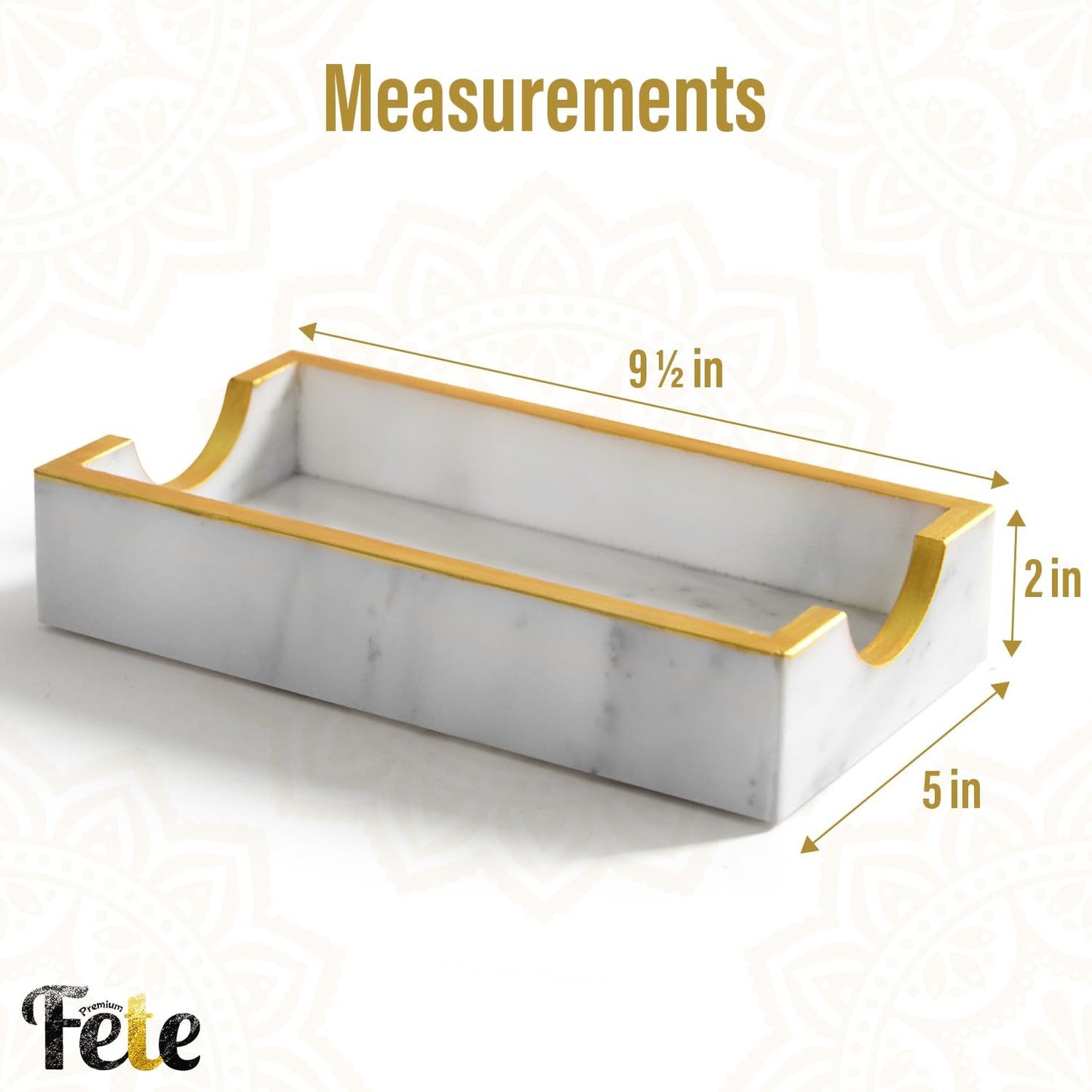 Fete Marble Tray for Bathroom - Guest Towel Holder Tray - 4 x 10 - White Marble