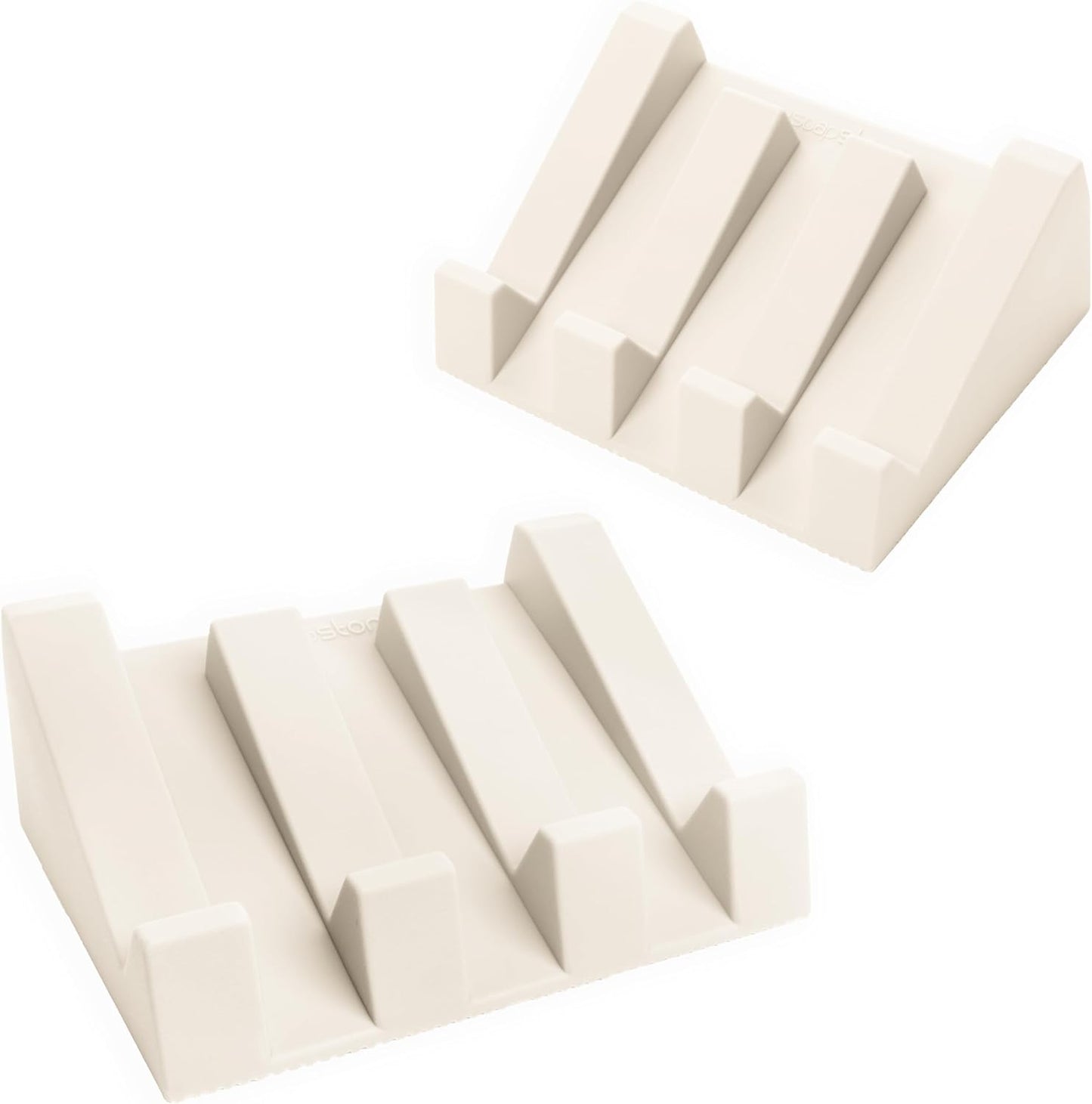 Silicone Soap Dish (USA Patented) Self Draining Bar Soap Holder for Shower Bathroom Sink, Drying Soap Dish Tray Sponge Holder Easy Cleaning Soap Saver Travel Accessories (Beige, 2)