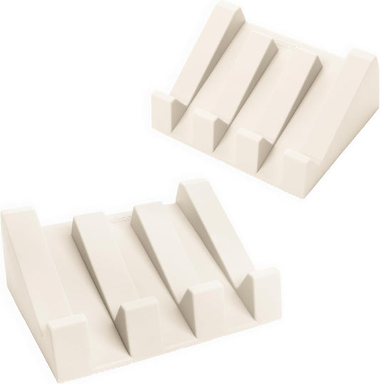 Silicone Soap Dish (USA Patented) Self Draining Bar Soap Holder for Shower Bathroom Sink, Drying Soap Dish Tray Sponge Holder Easy Cleaning Soap Saver Travel Accessories (Beige, 2)