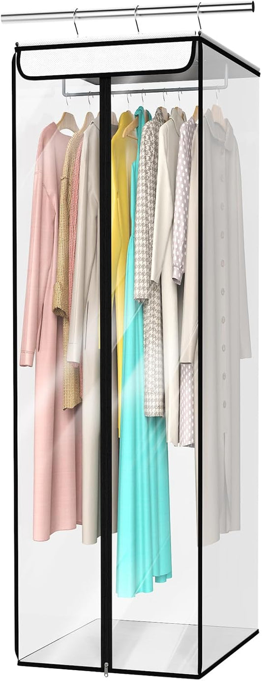 Univivi Clear Garment Bags for Hanging Clothes, Large Clothes Bags for Closet Storage Premium Hanging Garment Storage Bags for Suits, Coats, Dresses, 54" (Clear)