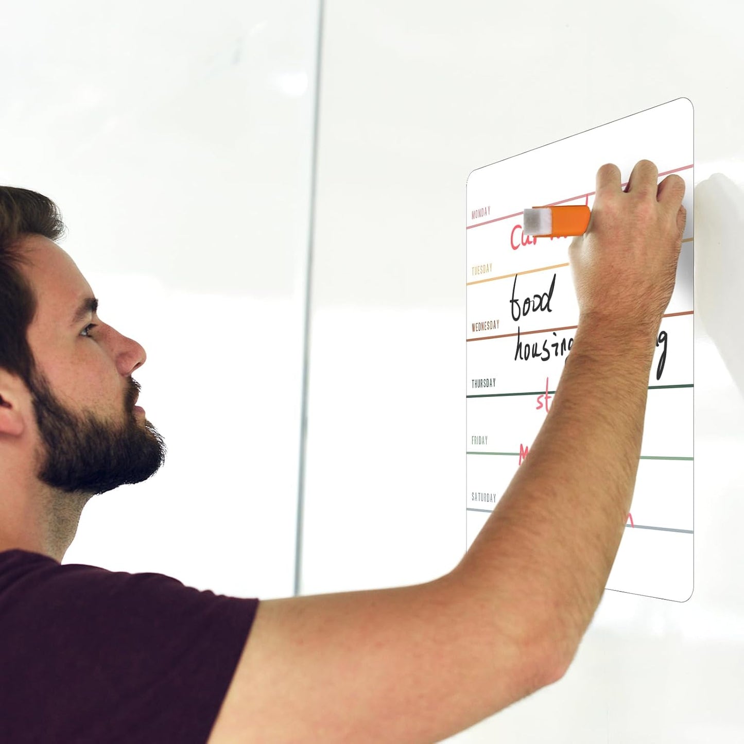 2 Pieces Magnetic Weekly Dry Erase Boards Erasable Weekly Calendars Whiteboard Planners with 2 Pieces Markers for Office, Home, School Supplies (Simple Style)