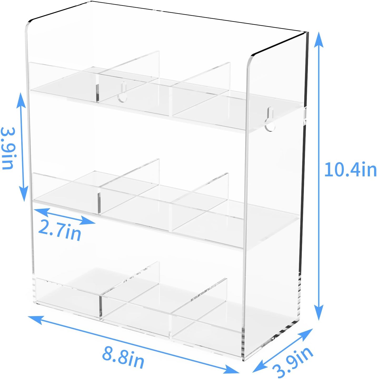 Acrylic Tea Bag Organizer, 3 Layers Tea Bag Holder for Tea Packets, No Assembly Required, Wall Mount Display Tea Caddy for Countertop or Cabinet, 9 Slots