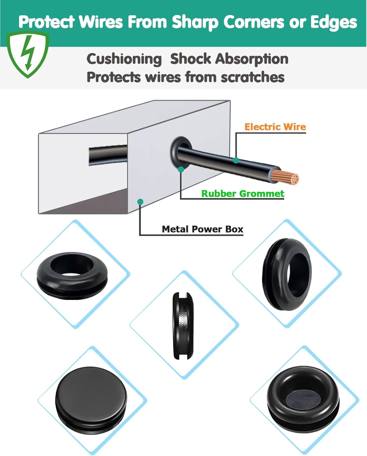 Rubber Grommet 125 PC - 18 Sizes Firewall Rubber Hole Plugs Rubber Grommets for Wiring, Automotive Firewall Grommet, Home Improvement Cord Pipe Wire Organization