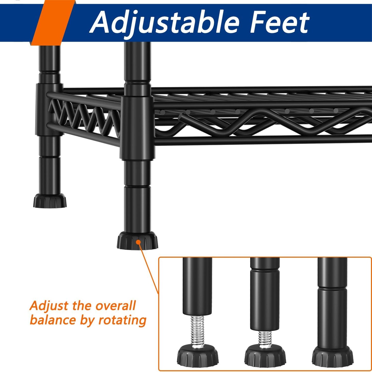 REGILLER 5-Wire Shelving Metal Storage Rack Adjustable Shelves,17.7" D×47.3" W×72.3" H Standing Storage Shelf Units for Laundry Bathroom Kitchen Pantry Closet