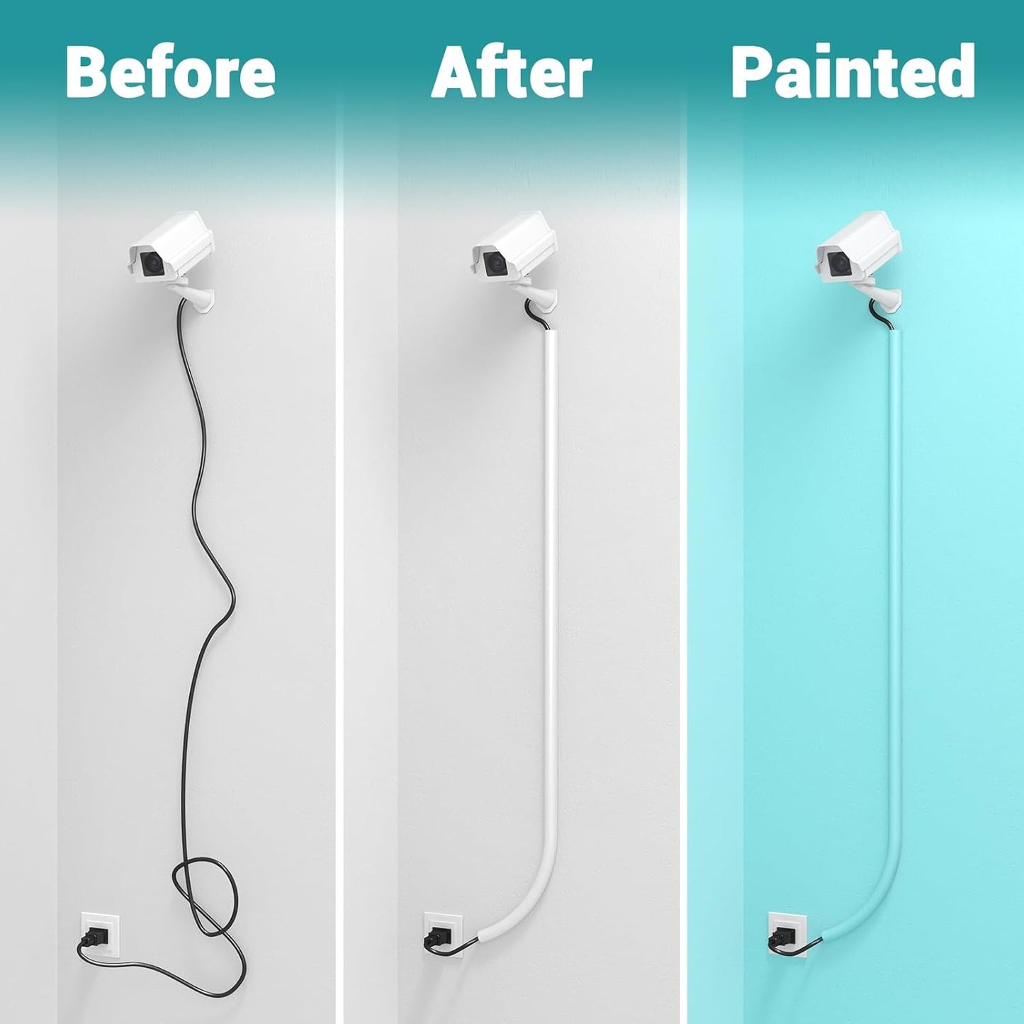 157 Inch Self-Adhesive TV Cable Hider, Home Audio Flexible Wire Cord Management, RG6 Coaxial Cable Raceways, HDMI Cable Cord Hider, White (4m)