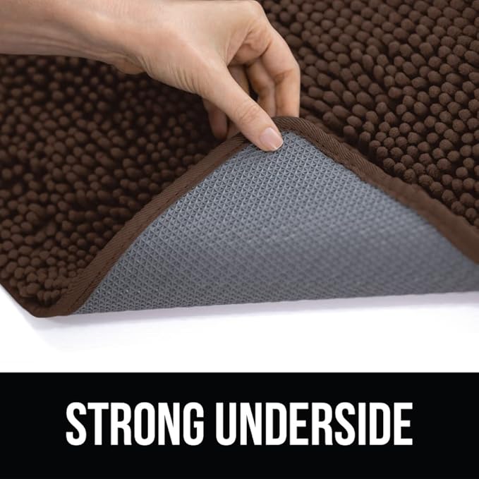 KANGAROO Bathroom Rugs, Chenille Soft Absorbent Bath Rug, Shaggy Shower Mat, Quick Dry Machine Wash Bathmat, Plush Carpet Mats for Tub, Bathtub and Room Home Decor Accessories, 36x24, Brown